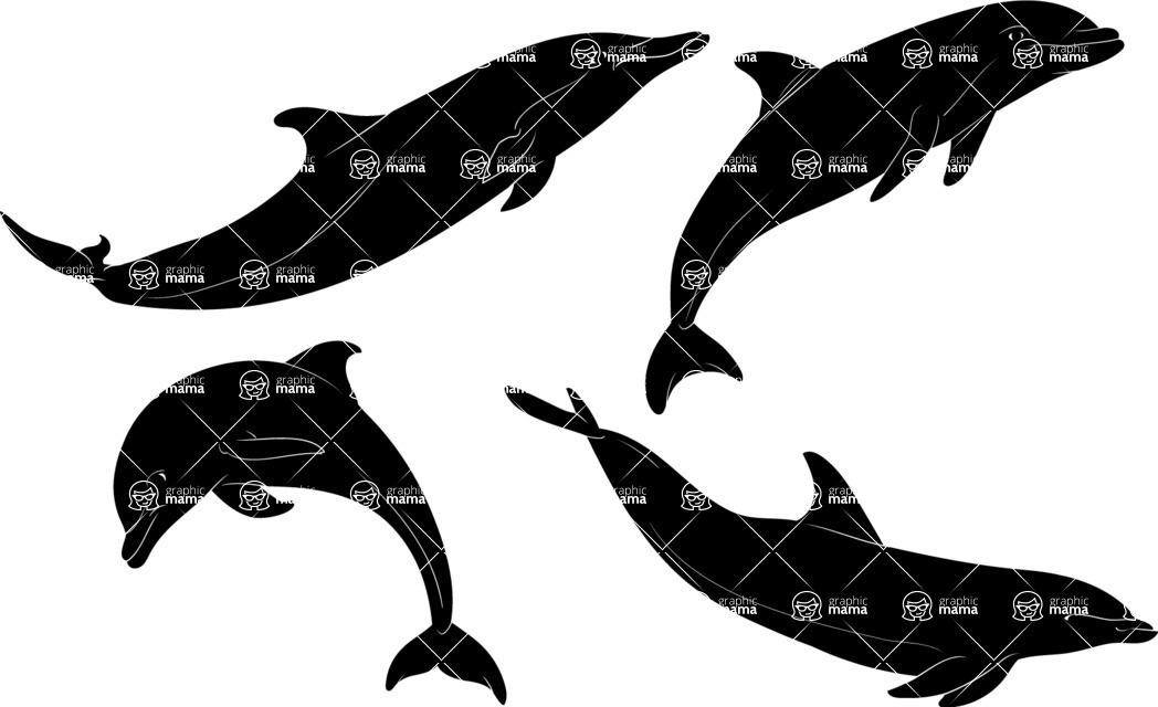 Vector silhouettes - Vector Dolphin Silhouettes Set